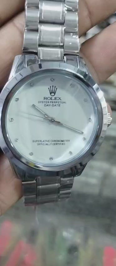 Rolex Men’s Formal Quartz Wrist Watch With Stainless Steel Chain