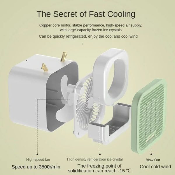 Portable Desktop Air Conditioning Fan – USB Rechargeable Mini Cooler