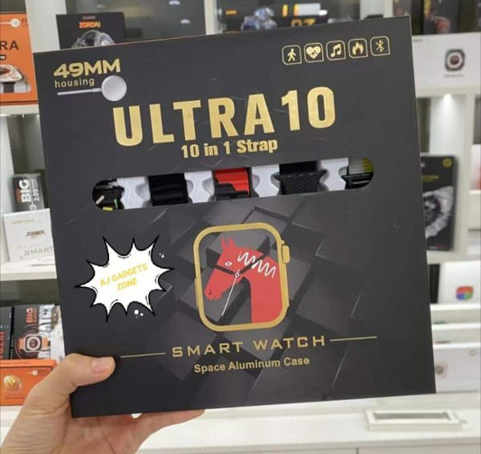 Ultra 10 Smart Watch  10-in-1 Combo With Jelly Case + 9 Straps