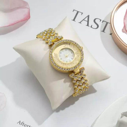 Fashion Diamond Women’s Quartz Watch  Golden Luxury Ladies  Watch