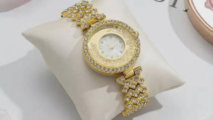 Fashion Diamond Women’s Quartz Watch  Golden Luxury Ladies  Watch