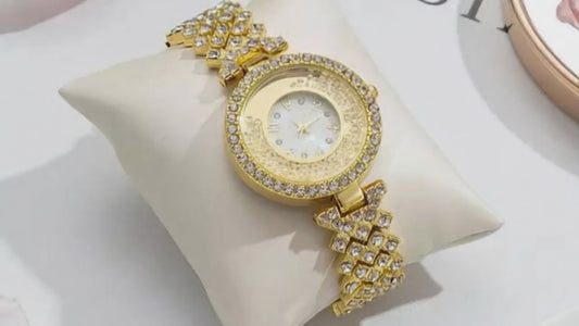Fashion Diamond Women’s Quartz Watch  Golden Luxury Ladies  Watch