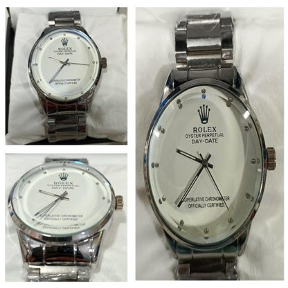Rolex Men’s Formal Quartz Wrist Watch With Stainless Steel Chain