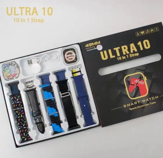 Ultra 10 Smart Watch  10-in-1 Straps + Jelly Case
